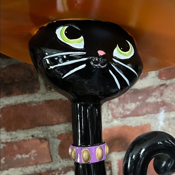 Bella Lux Halloween Black Cat Figurine with Orange Hat almost 24 inches tall - Picture 5 of 10